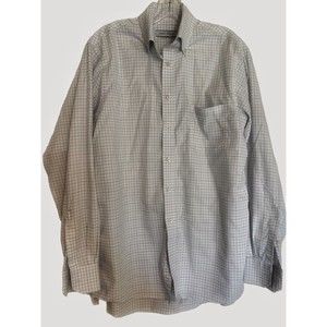 EUC Mens Joseph Abboud Button Down Dress Shirt Sz. 16 34/35 Blue/ Plaid No Iron